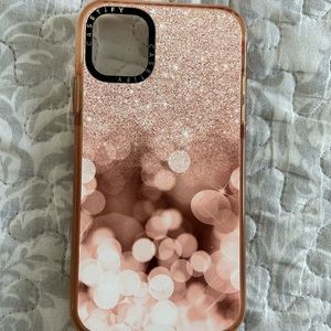 iPhone 11 Casetify case rose gold glitter bokah